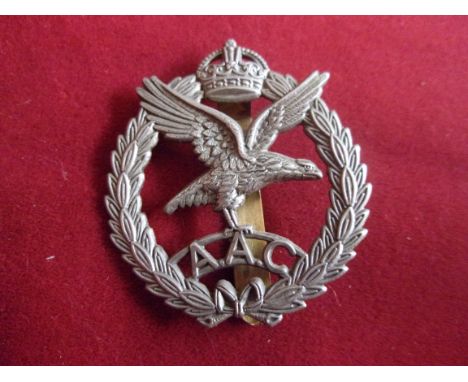 Army Air Corps WWII Cap Badge (White-metal), slider. Design sealed 27th May 1942, maker Marples &amp; Beasley, Birmingham. K&