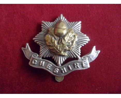 Cheshire Regiment WWI Forage Cap Badge (Bi-metal), slider. K&amp;K: 621-Cheshire Regiment WWI War Economy Forage Cap Badge (B