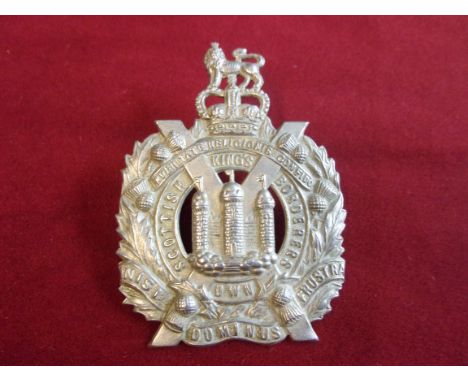 The King's Own Scottish Borderers EIIR Glengarry Badge (White-metal), two lugs. K&amp;K: 1988
