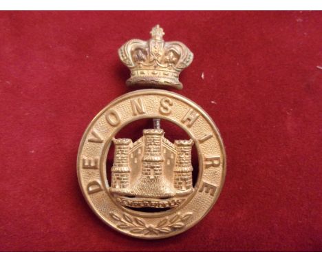 Devonshire Regiment Victorian Officers Helmet Plate Centre 1902-1914 with QVC Crown K&amp;K:288, crown has been attached (Gil