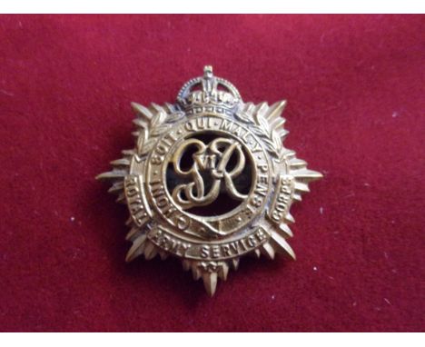 Royal Army Service Corps WWII Other Ranks Forage Cap Badge (Gilding-metal), tab fitting and voided centre. K&amp;K: 2116