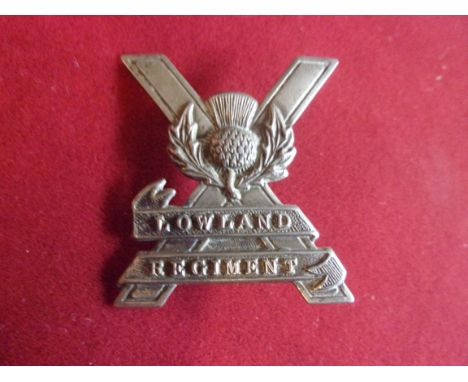 The Lowland Regiment WWII Glengarry Cap Badge (White-metal), two lugs. K&amp;K: 2022