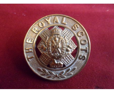 The Royal Scots (Lothian Regiment) Helmet Plate Centre Circlet (Gilding-metal), three lugs (repaired), this variant was worn 