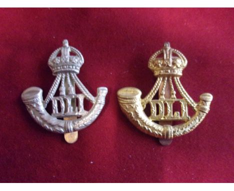 Durham Light Infantry WWI Cap Badge (White-metal), two lugs. K&amp;K: 681-Durham Light Infantry WWI Officers Cap Badge (Gilt)