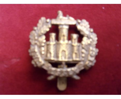 Essex Regiment 8th Battalions WWI Economy Territorial Cap Badge (Brass), slider, second type. K&amp;K: 1739