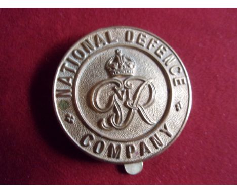 National Defence Corps Cap Badge (Gilding-metal), two lugs. Similar to 2161 but with the cypher of KGVI, not listed in K&amp;