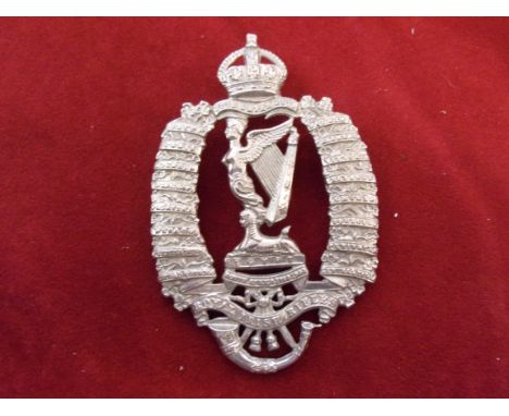 Royal Irish Rifles Busby Badge 1902-1914 Plate (White Metal, lugs) unusual variant not listed in K&amp;K with the KC. 