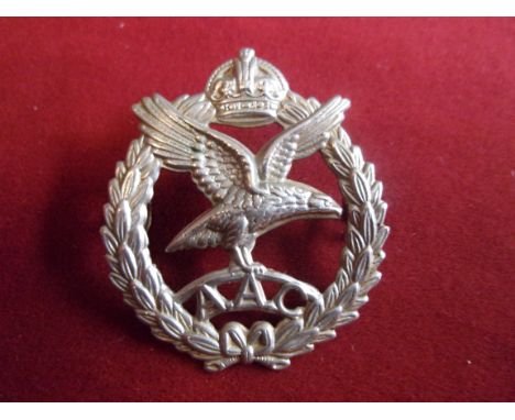 Army Air Corps WWII Cap Badge (Silver-plate), two lugs. Design sealed 27th May 1942. K&amp;K: 2054