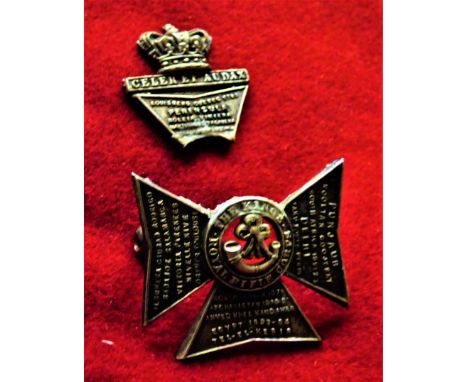 King's Royal Rifle Corps Forage Cap Badge 1898-1901 (Silver), two lugs, top of the cross is broken. K&amp;K: 673-King's Royal