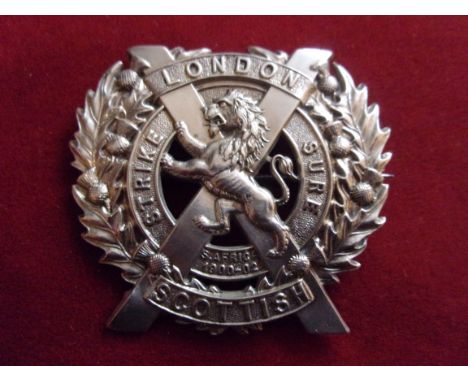 14th County of London Battalion (London Scottish) WWI Other Ranks Glengarry Badge (White-metal), brooch fitting. K&amp;K: 184