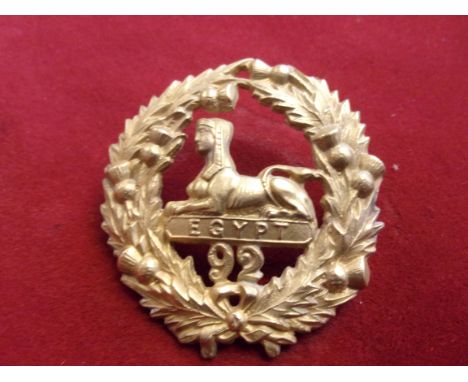 92nd&nbsp;(Gordon Highlanders) Regiment of Foot Glengarry and pre-Territorial era 1874-1881 Badge, K&amp;K: 564. (Brass) Two 