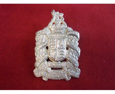 Kind Edward's Horse (The King's Overseas Dominion Regiment) WWI Other Ranks Yeomanry Forage Cap Badge (White-metal), two lugs