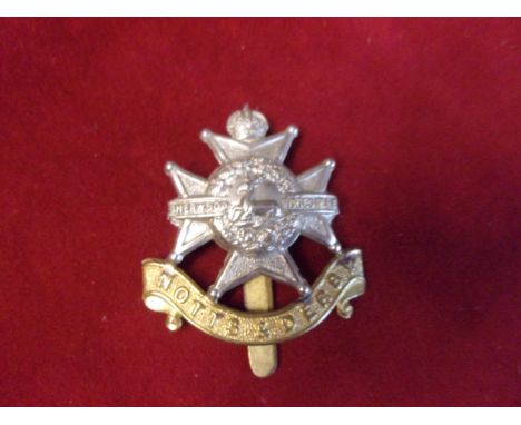 Notts &amp; Derby WWI Cap Badge (Bi-metal), slider. K&amp;K: 662