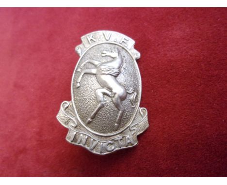 Kent Volunteers Fencibles WWI Cap Badge (White-metal), slider. K&amp;K: 1629.