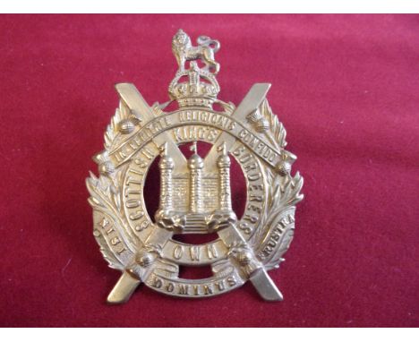 The King's Own Scottish Borderers WWI Glengarry Badge (Gilding-metal), two lugs. K&amp;K: 629