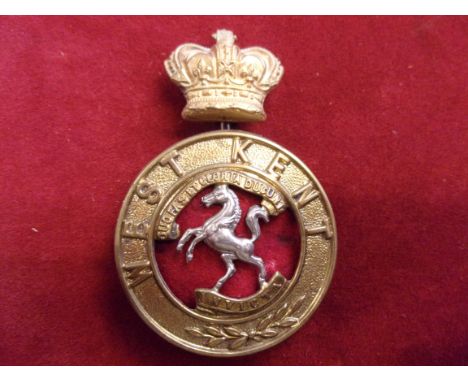 West Kent Regiment Victorian Other Ranks Helmet Plate Centre 1881-1901 with QVC Crown K&amp;K: 288 (Bi-metal, two piece const