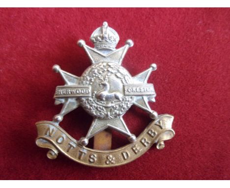 The Sherwood Foresters (Derbyshire Regiment) WWI Forage Cap Badge (Bi-metal), slider. K&amp;K: 662