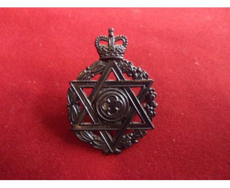 Royal Army Chaplains Department - Jewish Chaplains: EIIR Officers Field Service Cap Badge (Blackened-brass), two lugs. K&amp;