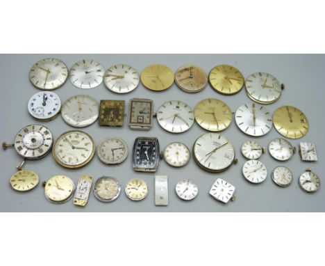 A collection of lady's and gentleman's wristwatch movements to include Roamer, Tissot, Raymond Weil, Eterna, West End Watch C