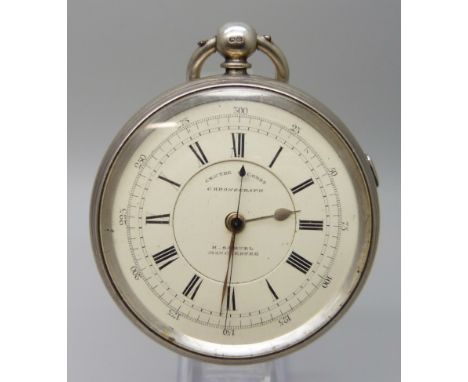 A Victorian silver cased chronograph pocket watch, Birmingham 1891