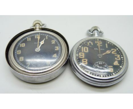 Two military pocket watches, Waltham and Elgin