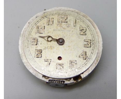 A gentleman's Harwood automatic watch movement, (inventor of first automatic movements), movement signed Harwood Self Winding