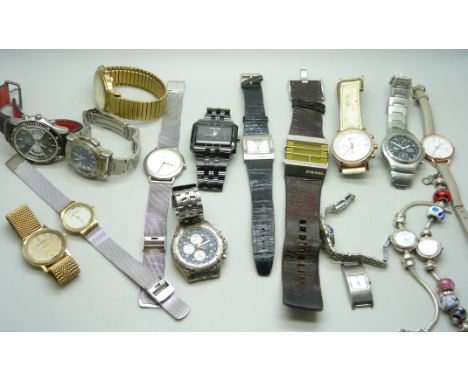 A collection of lady's and gentleman's watches to include DKNY, Police, Accurist, Skagen, Diesel, etc.