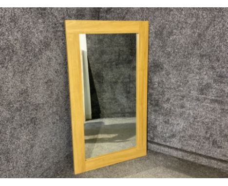 Large modern light oak framed rectangular shaped hall mirror - 80x141cm