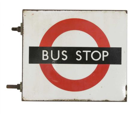 A LONDON BUS STOP, c.1950s/1960s original double-sided enamel sign, 40 x 46cm