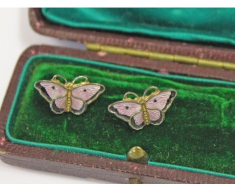 A pair of Norwegian silver enamel butterly earrings.