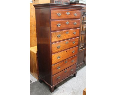 A Georgian mahogany tallboy chest with Chippendale style "Chinese" handles and bracket feet. W92cm D50cm H175cm.