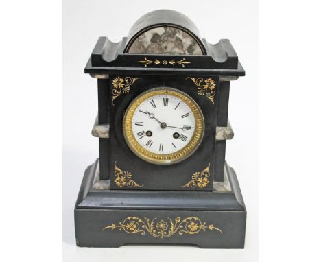 A black slate mantel clock. H32.5cm.