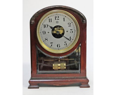 A Bulle patent mahogany mantel clock. H31cm.