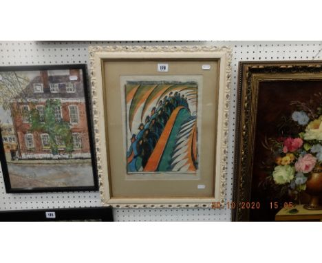 A framed Artdeco print, 43cms by 53cms including frame
