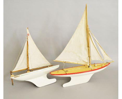 Two unboxed vintage Star Pond Yachts, 'Endeavour IV', 46cm long, and 'Ocean Star', 60cm long, appear overall G. (2)