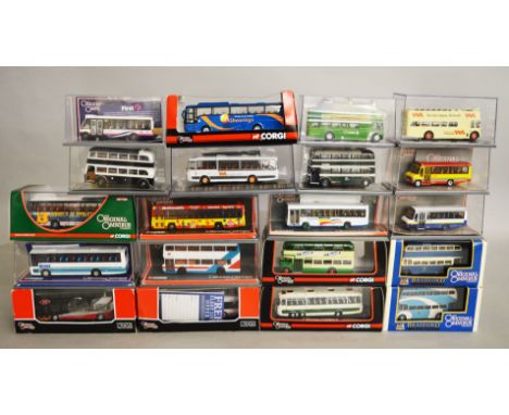 Twenty boxed Corgi 'Original Omnibus' trolleybus, single and double deck diecast bus models in 1:76 scale, predominantly with