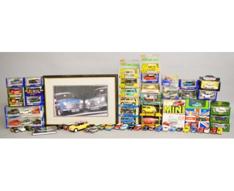 A quantity of 'Mini' diecast model cars, both boxed and unboxed, by Corgi, Lledo and others including 2 x Corgi #93735 'mini 