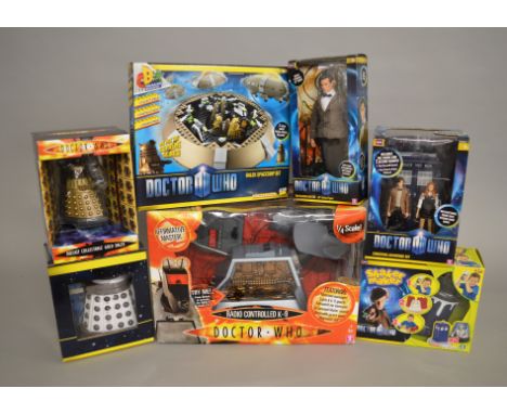 Seven assorted Doctor Who toys, mainly Character, including: Christmas Adventure Set; 10" figure; remote control K-9; buildin