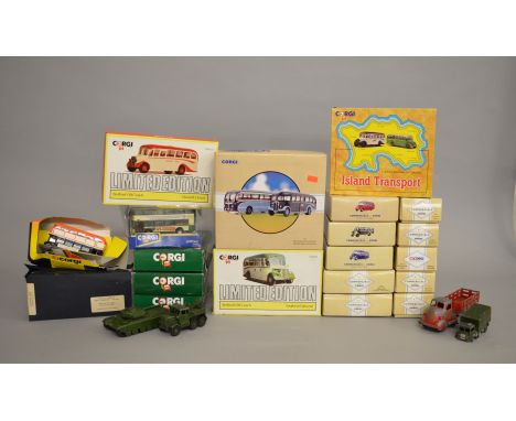 Thirteen boxed Corgi Classics Bedford OB half cab diecast bus and coach models together with four boxed Corgi Classics bus an