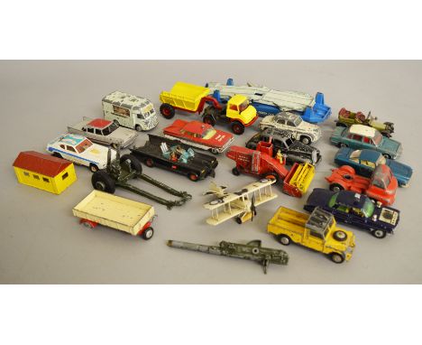 A small quantity of unboxed, play worn diecast models by Corgi and others, including a Batmobile  and a Man from Uncle  'Thru