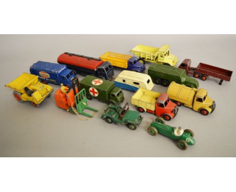 A small quantity of unboxed, play worn Dinky Toys diecast models, including  a Guy Van 'Ever Ready', a Foden 'Regent' Tanker 