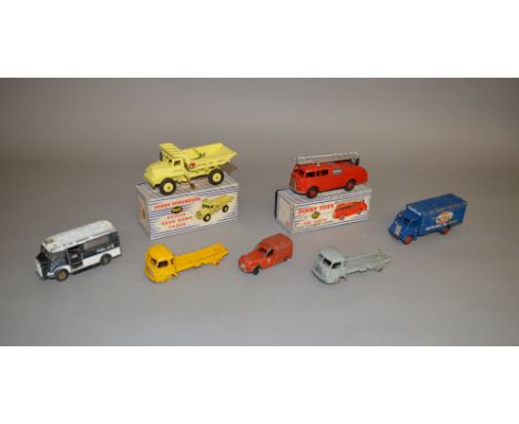 Two boxed Dinky Toys diecast models, 955 Fire Engine, F in F box, and 965 Euclid, F in F/G box with inner packing piece toget