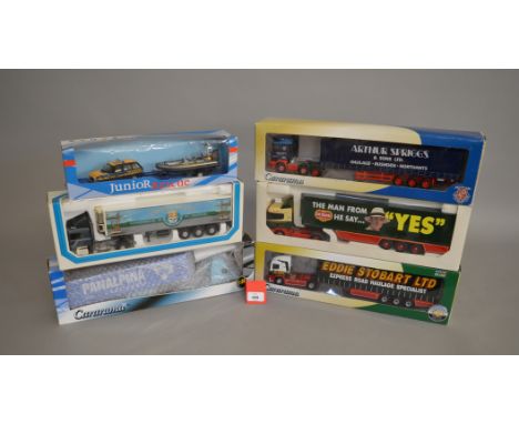 Five boxed diecast 1:50 scale truck models by Cararama, Eligor etc., all appear G to VG in generally G boxes. Also included i