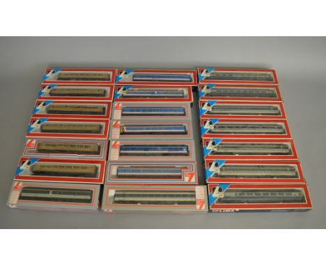 OO gauge. A mixed lot, mainly Lima coaches, along with some other items in incorrect boxes.