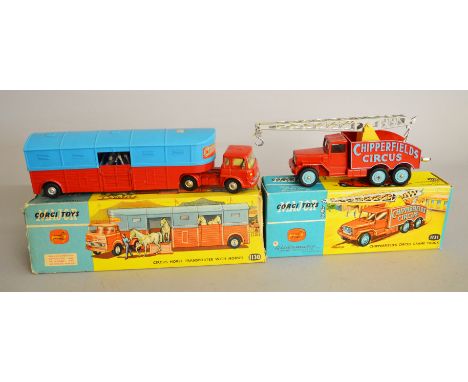 Two Corgi Toys Chipperfield's Circus diecast models: 1121 Crane Truck, complete and VG, some minor wear to blue paint around 