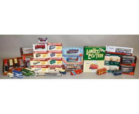 A selection of mainly PCV diecast models in 1:76 and other scales, including boxed and unboxed examples by EFE, Corgi, and At