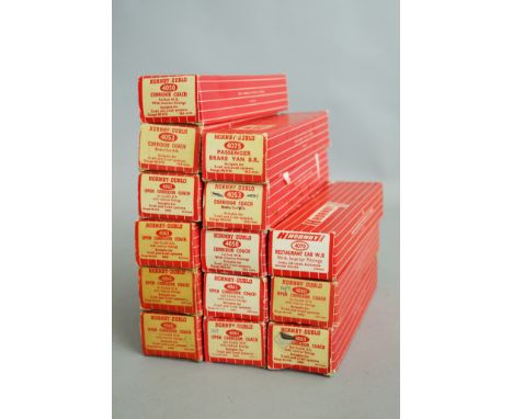 OO Gauge. Fourteen boxed Hornby Dublo Passenger Coaches, 2 x #4050, 2 x #4053 3 x #4060, 2 x #4061, #4062, 2 x #4063, #4070 W