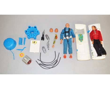Kenner The Six Million Dollar Man: Steve Austin action figure; Maskatron with three faces; Bionic Transport &amp; Repair Stat