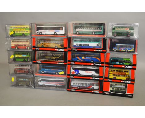 20 x Corgi Original Omnibus Company diecast model buses. Boxed and E.