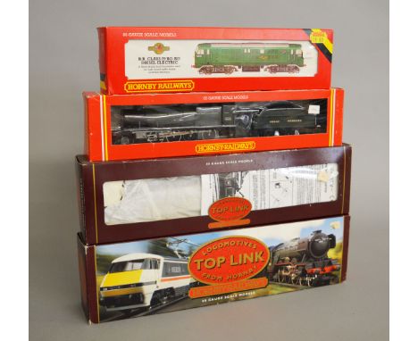 OO gauge, four Hornby Locomotives: diesel R.080 D6110 BR green; R.532 2-8-0 GWR black '2859'; R.265 4-6-2 SR green 'Bideford'